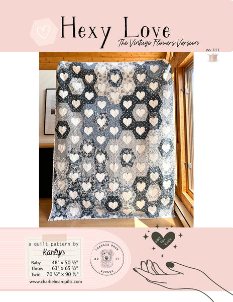 Hexy Love, The Vintage Flowers Version PDF Quilt Pattern  display picture 2